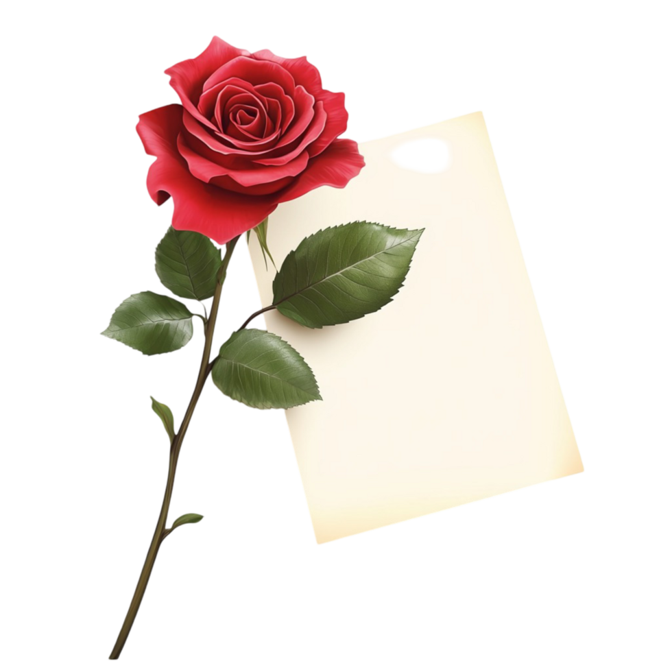Fresh Red Rose in Full Bloom with Green Stem png