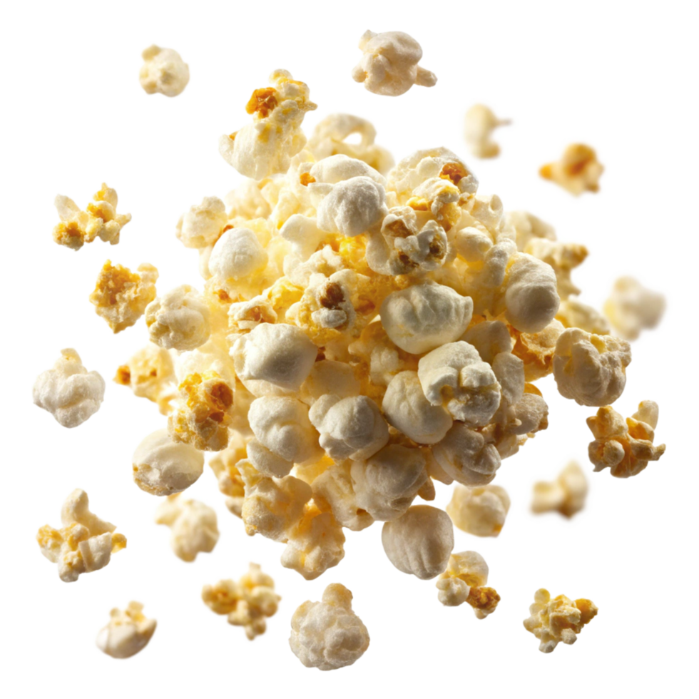 Flying salt popcorn on transparent background png