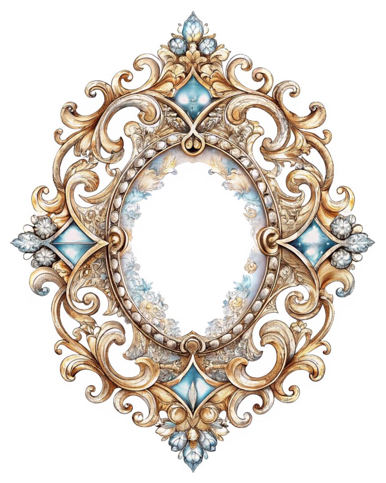 Luxury royal-style ornamental frame with sparkling elegance on transparent background png