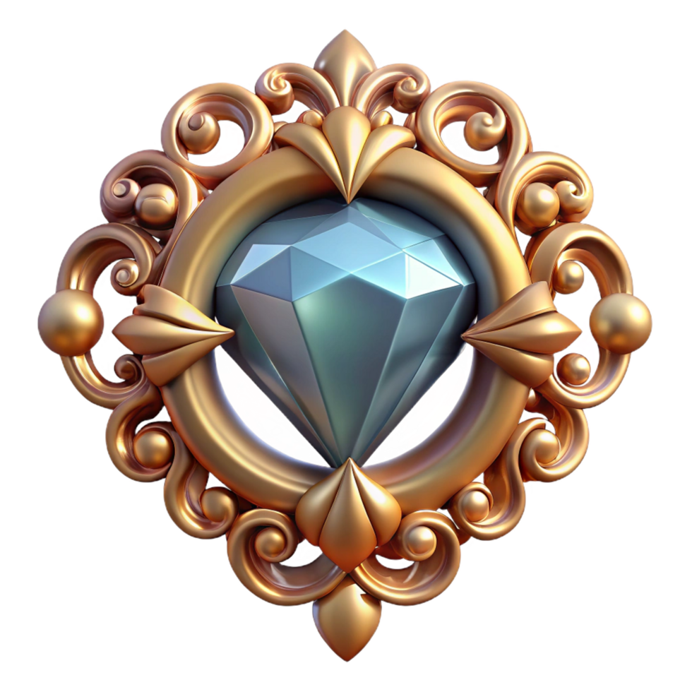 Beautifully designed ornamental frame with intricate diamonds and royal styling on transparent background png