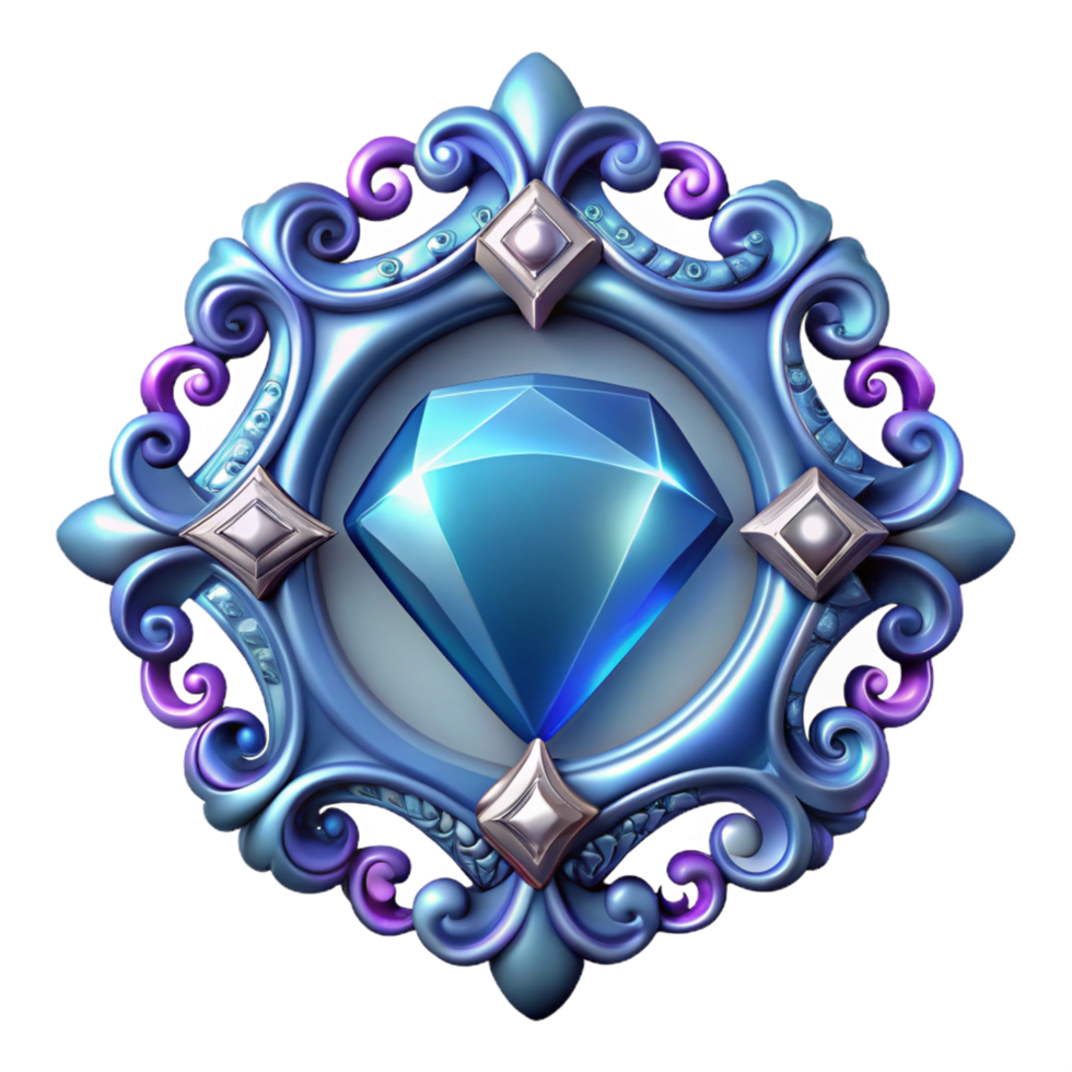 Luxury-style ornamental frame with filigree and radiant gemstones on transparent background png