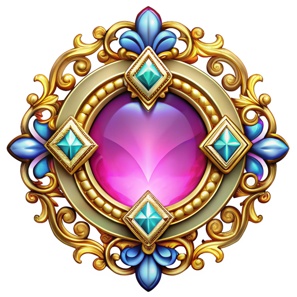 Sophisticated decorative frame with sparkling gemstones and timeless beauty on transparent background png