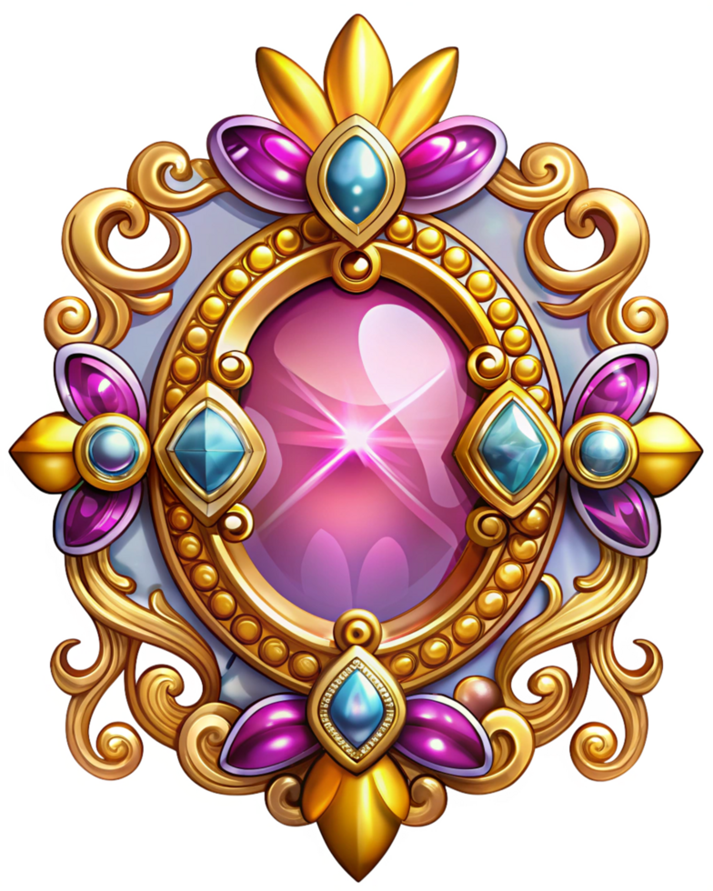 Classic luxury frame with royal ornamentation and diamond accents on transparent background png