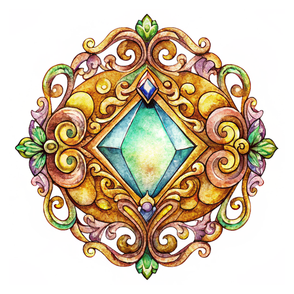Victorian-inspired ornate frame with sparkling gemstones and vintage luxury on transparent background png
