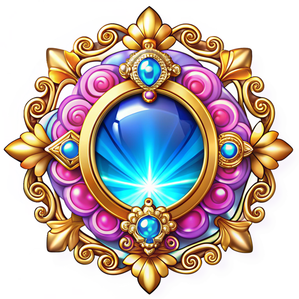 Timeless filigree ornamental frame with embedded diamonds and luxury appeal on transparent background png
