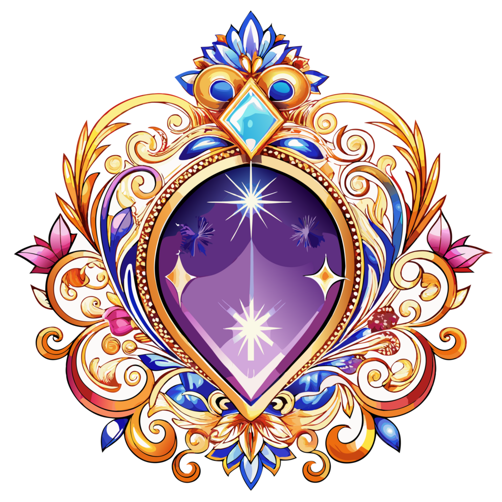 Fine-crafted decorative frame with luxury elements and diamond sparkles on transparent background png
