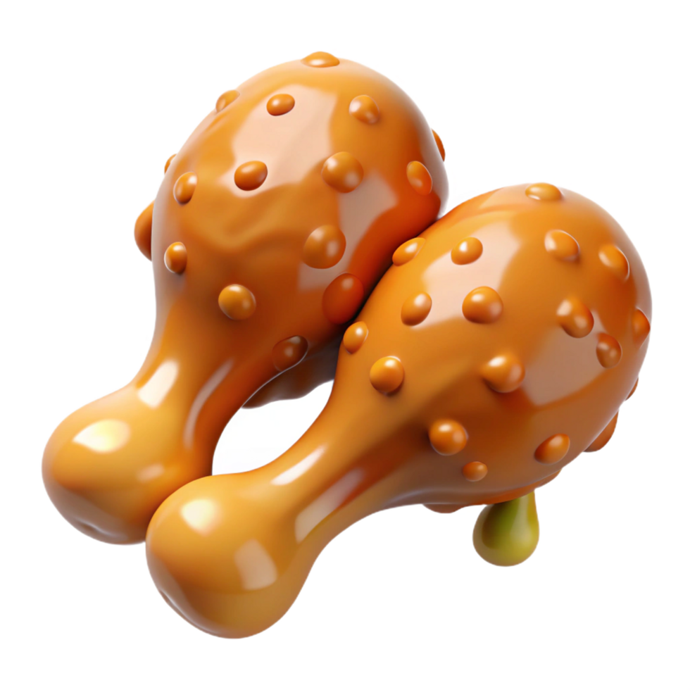 Sweet honey-coated fried chicken drumstick with a crunchy crust on transparent background png