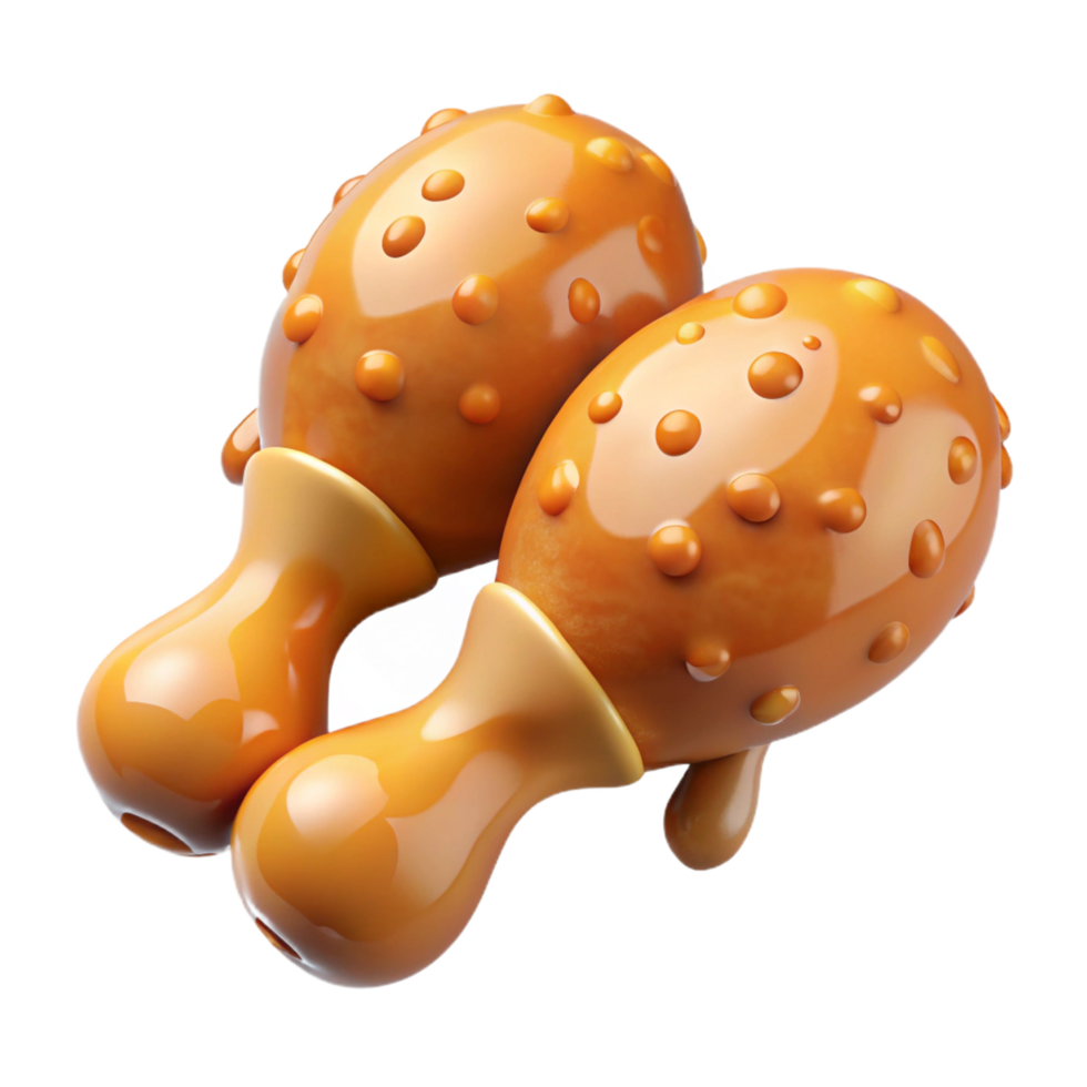 Crunchy fried chicken drumstick with a shiny honey glaze layer on transparent background png