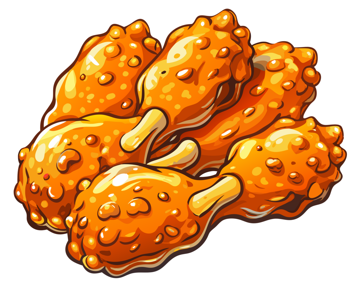Tempting honey-coated fried chicken drumstick on transparent background png