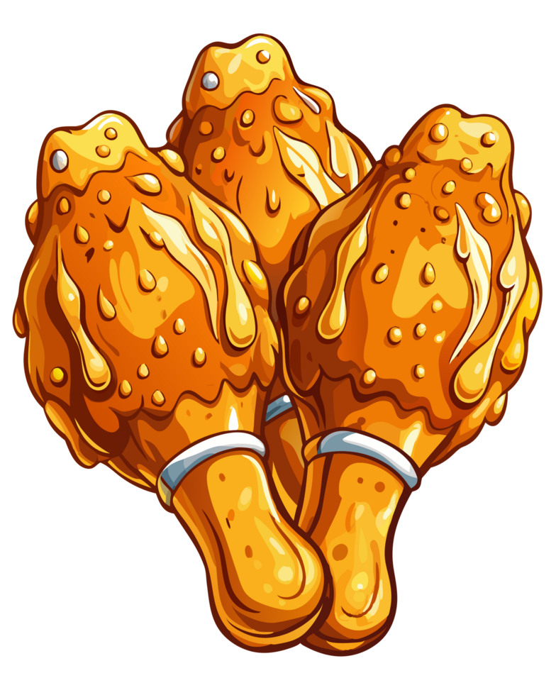 Sweet and savory honey-glazed fried chicken drumstick on transparent background png