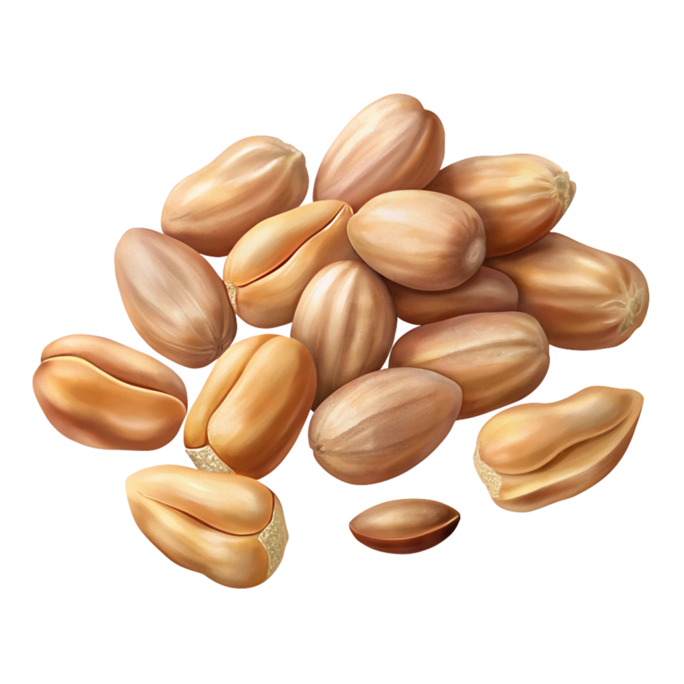 Scattered nuts with peanut details on transparent background png