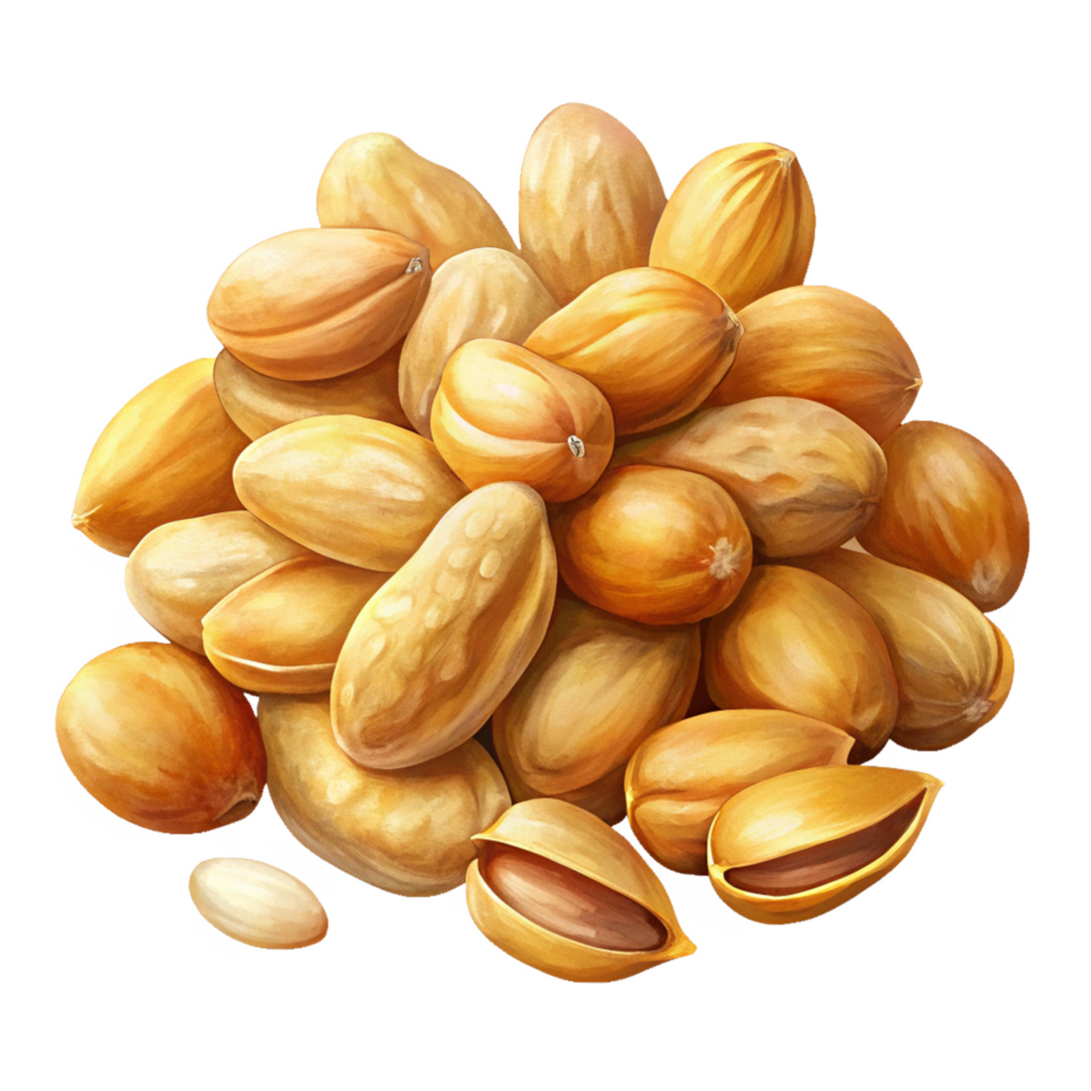 Natural peanuts scattered with visible shells on transparent background png
