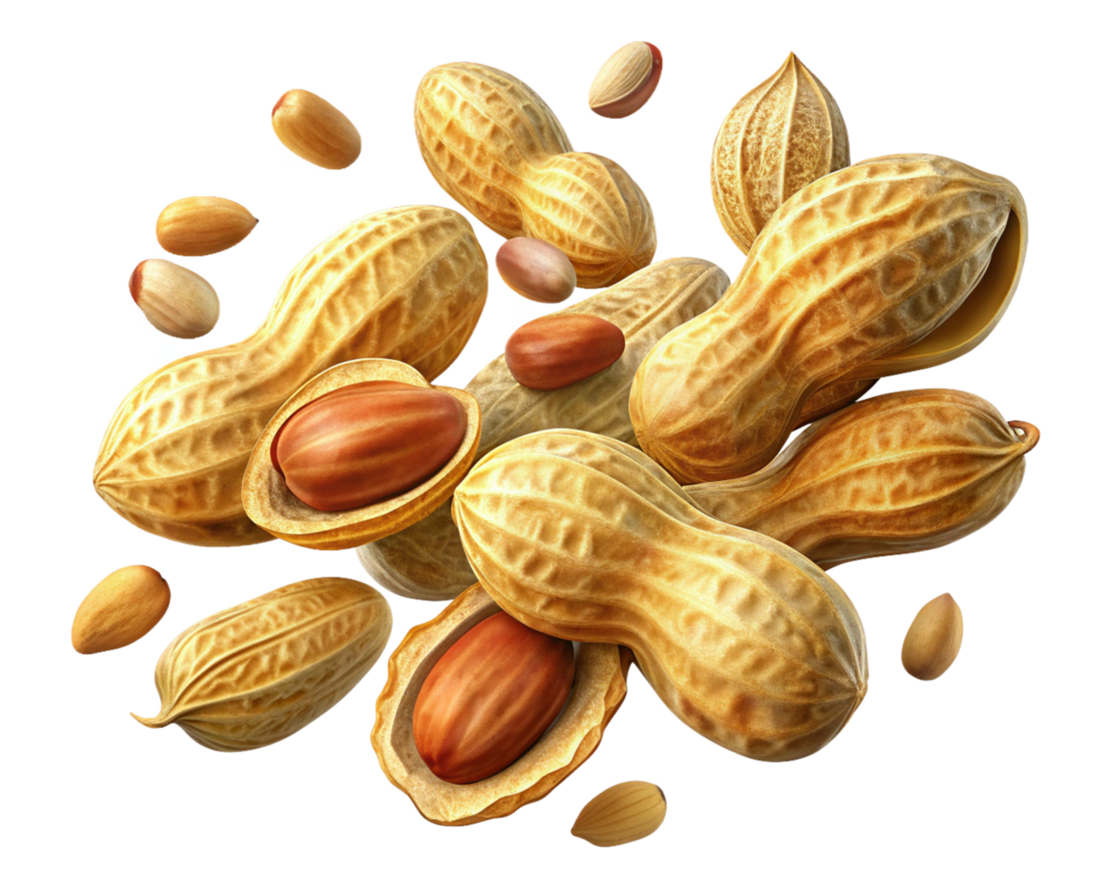 Organic peanuts placed freely on transparent background png