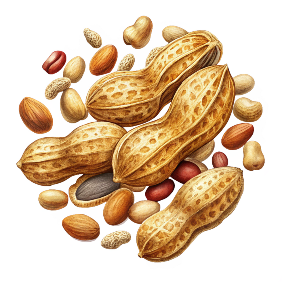 Lightly spread peanuts on transparent background png