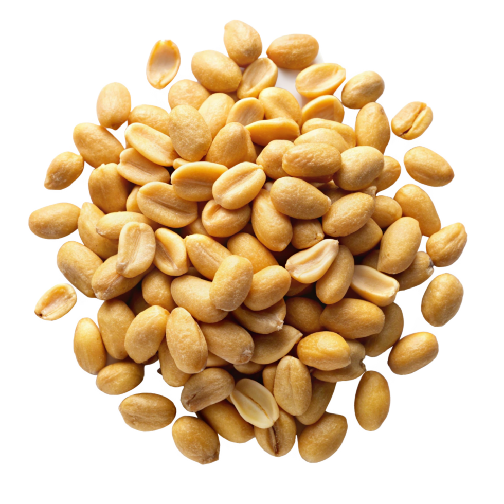 Scattered peanuts with detailed texture on transparent background png