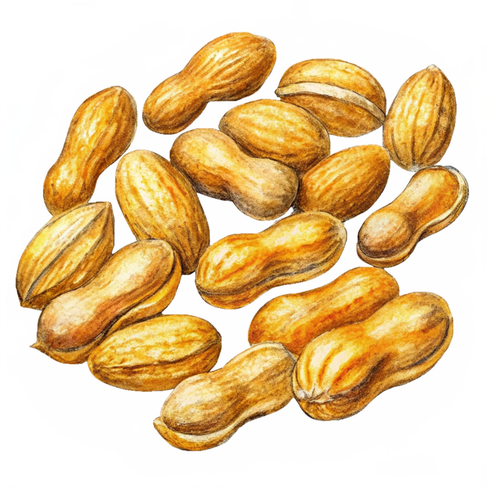 Tasty peanuts scattered in a random pattern on transparent background png