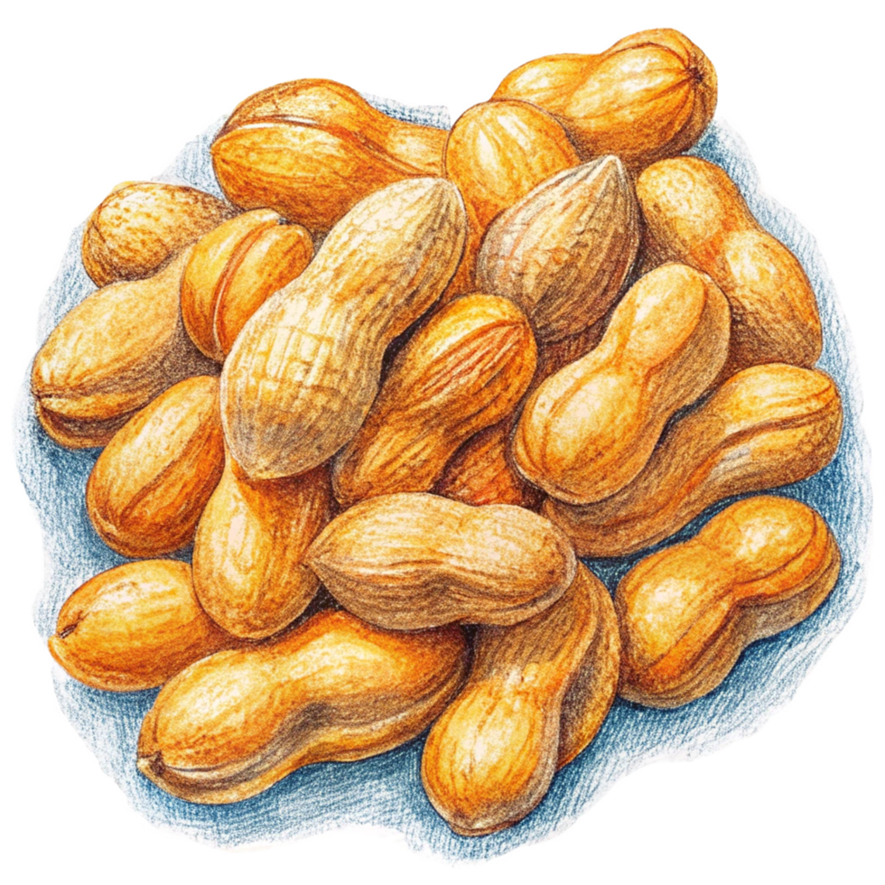 Natural peanuts spread in random order on transparent background png