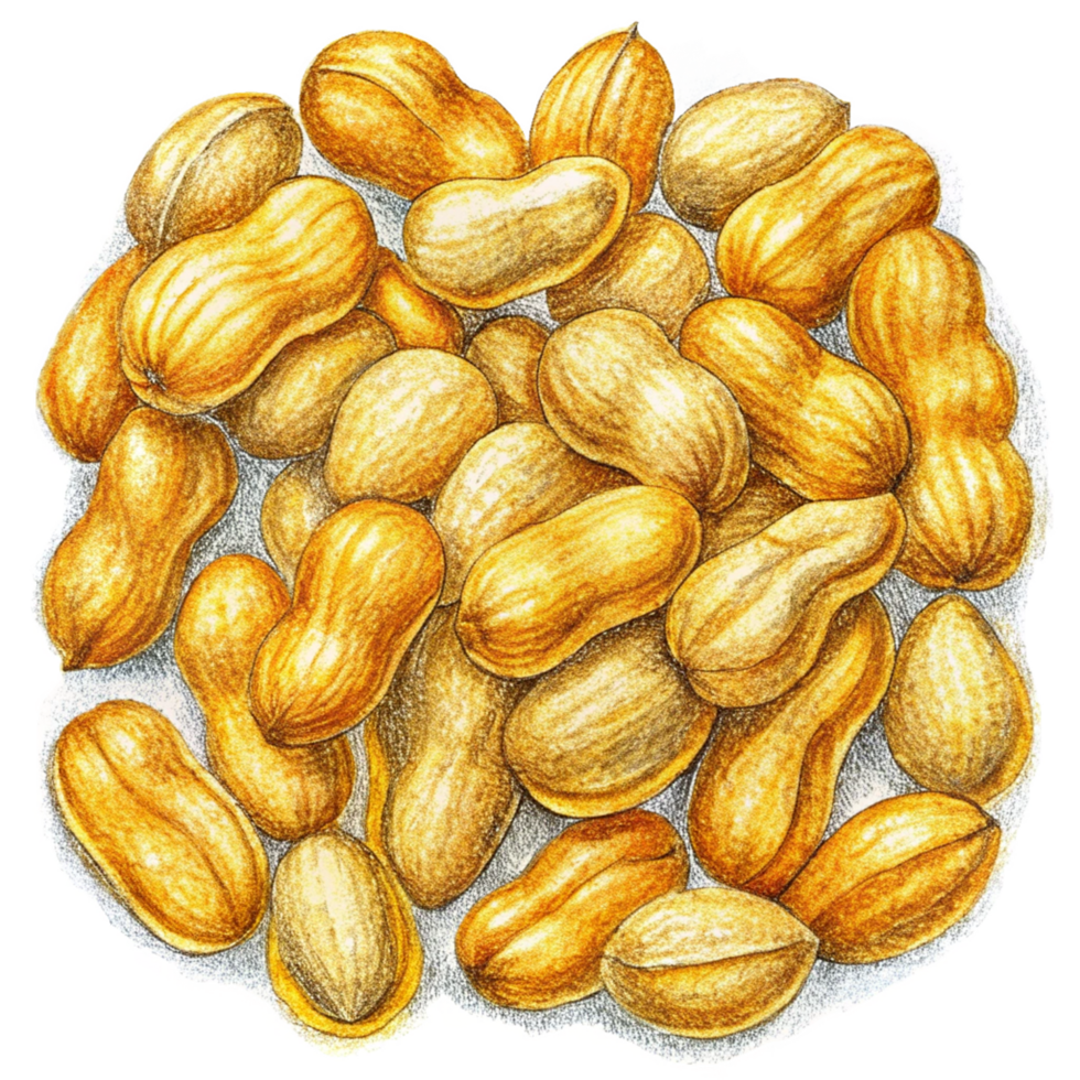 Crunchy peanuts randomly scattered on transparent background png