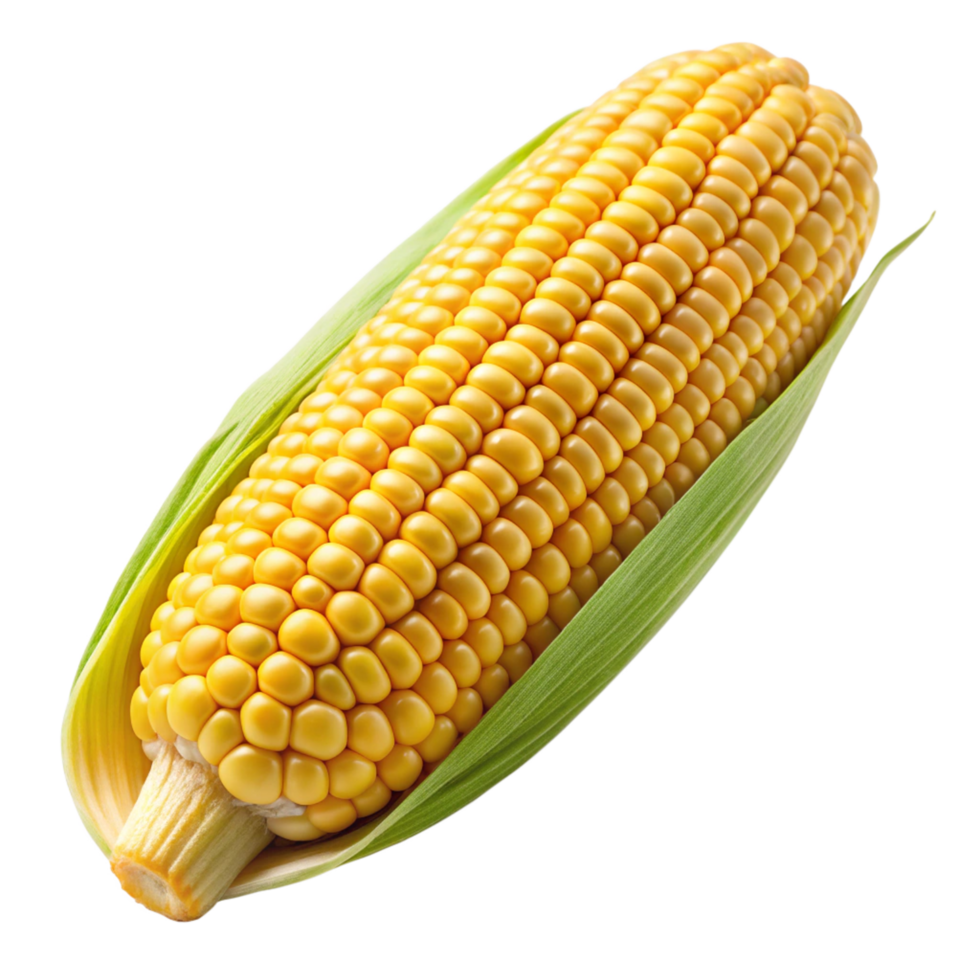 Sun-kissed golden corn cobs glowing naturally on transparent background png