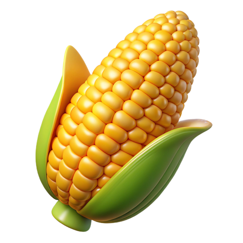 Radiant golden corn cobs floating on transparent background png
