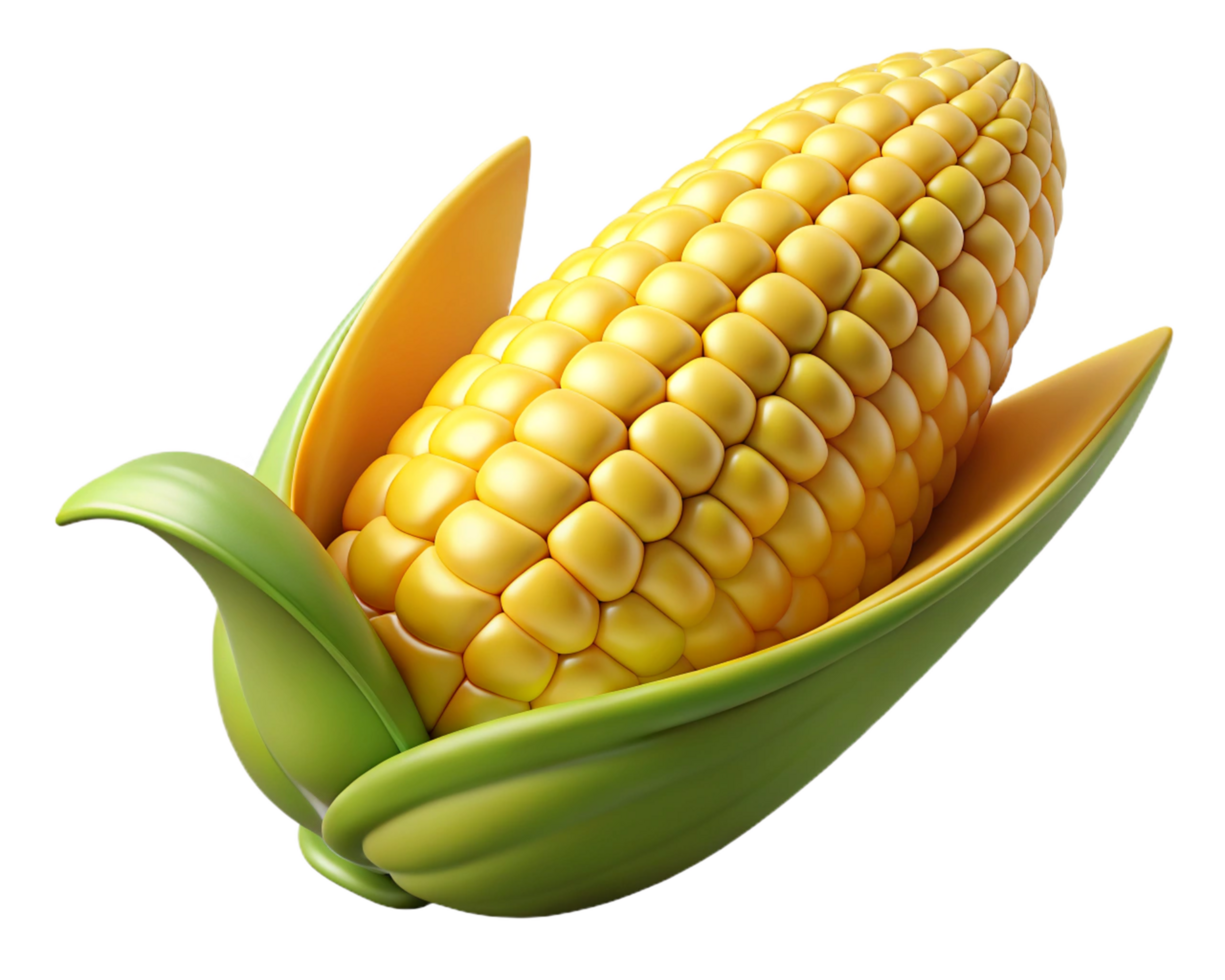 Vibrant and fresh golden corn cobs on transparent background png