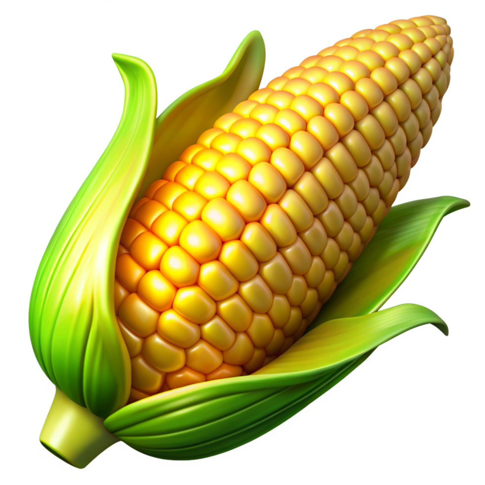 Organic golden corn cobs with warm glow on transparent background png