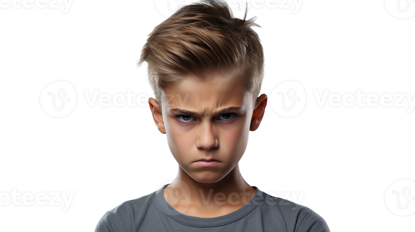 Furious Young Boy Staring at Camera on Transparent png