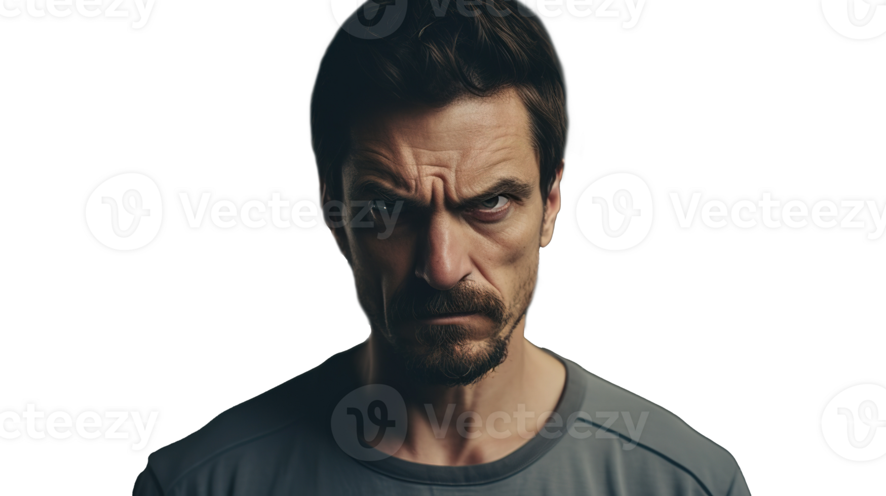 Mad Man Looking Intensely Upset Expression, on Transparent png