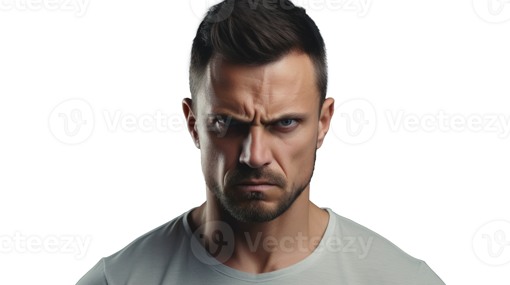 Furious Upset Man Staring at Camera Isolated on Transparent png