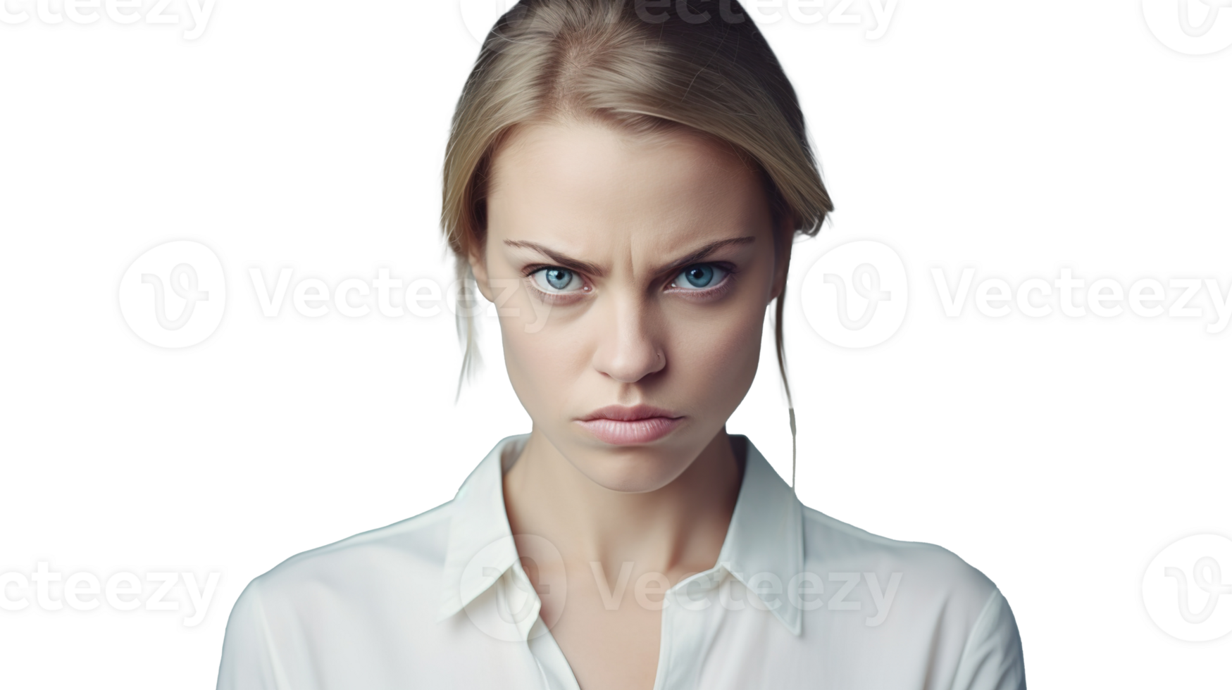 Angry Mad Woman Glaring at Camera Transparent Background png