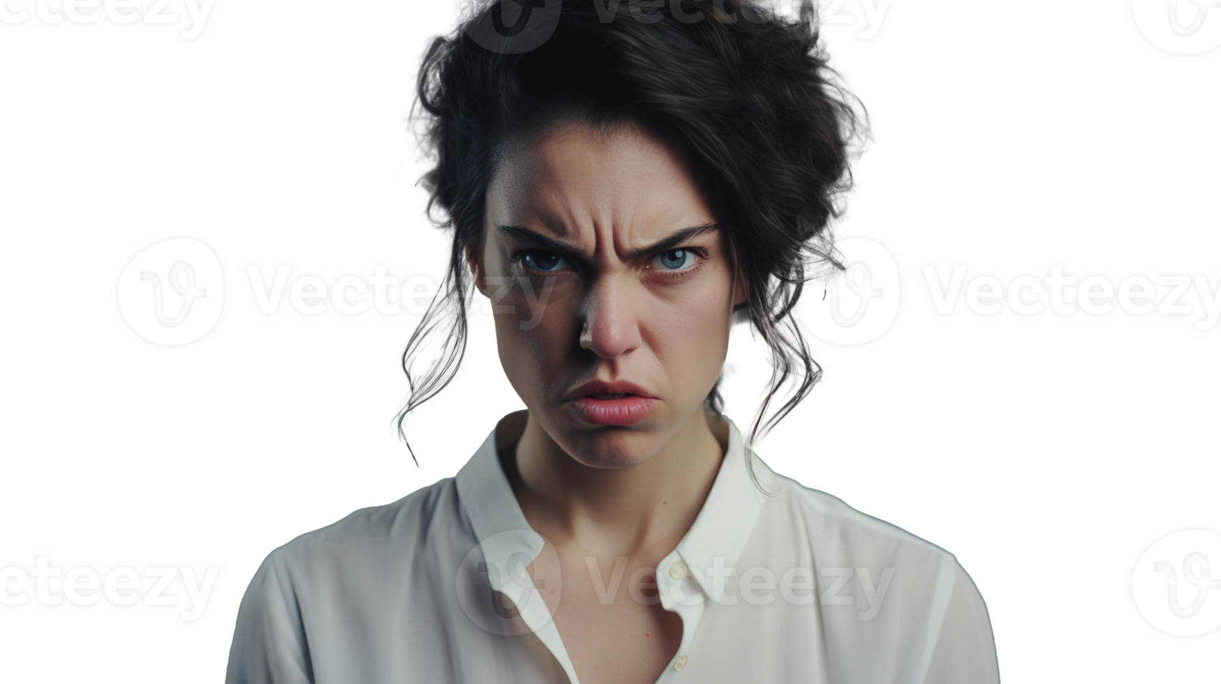 Furious Upset Woman Staring at Camera on Transparent png
