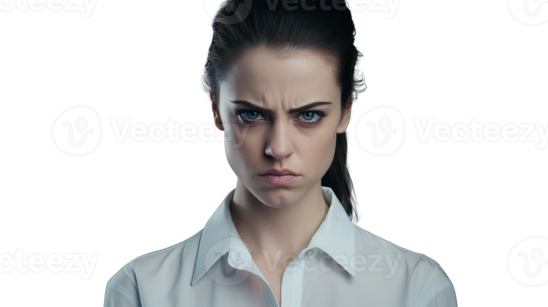 Angry Mad Upset Woman Lady Looking at the Camera Isolated on Transparent Background png