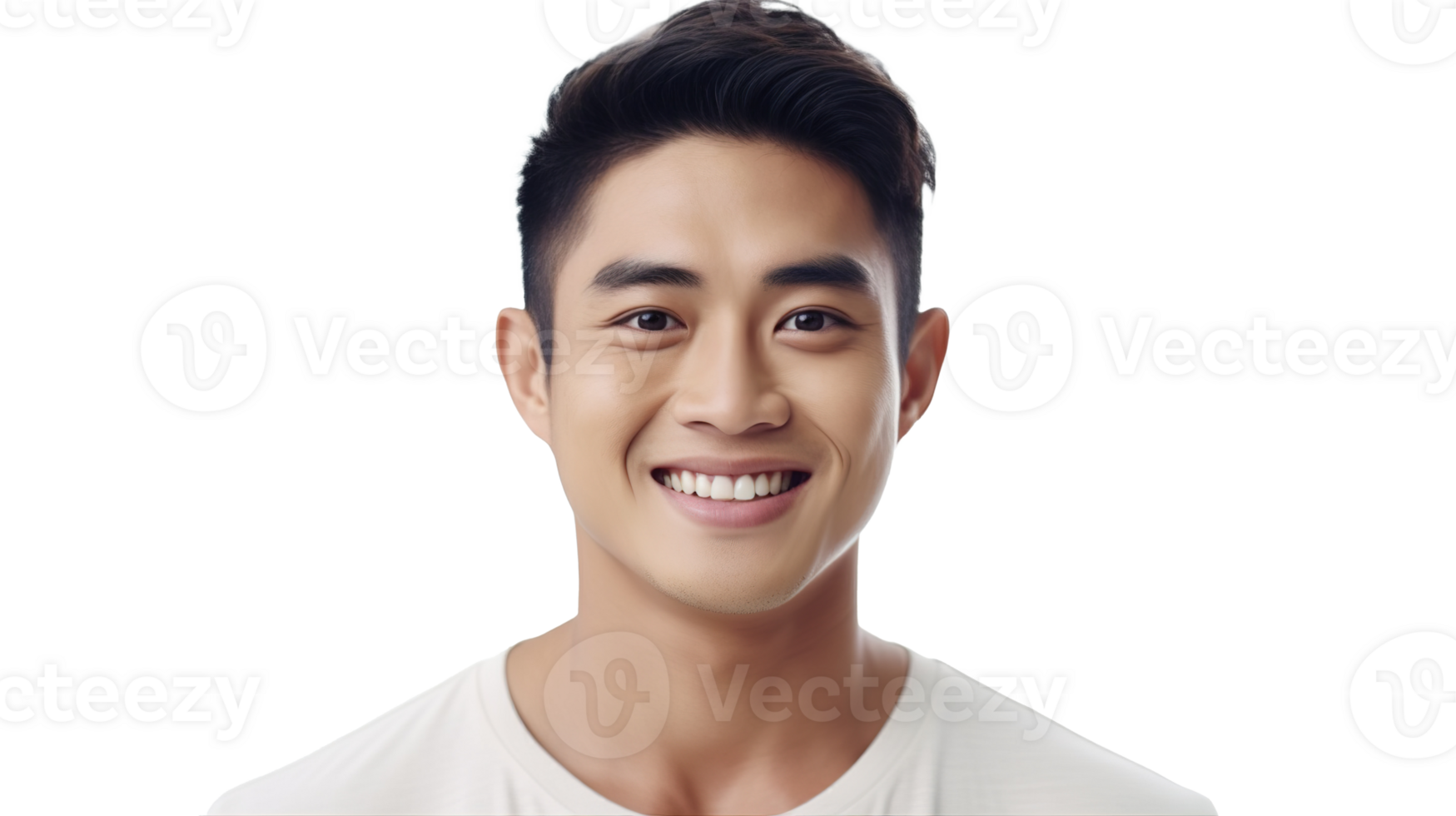 Smiling Asian Man with Glowing Skin Transparent png
