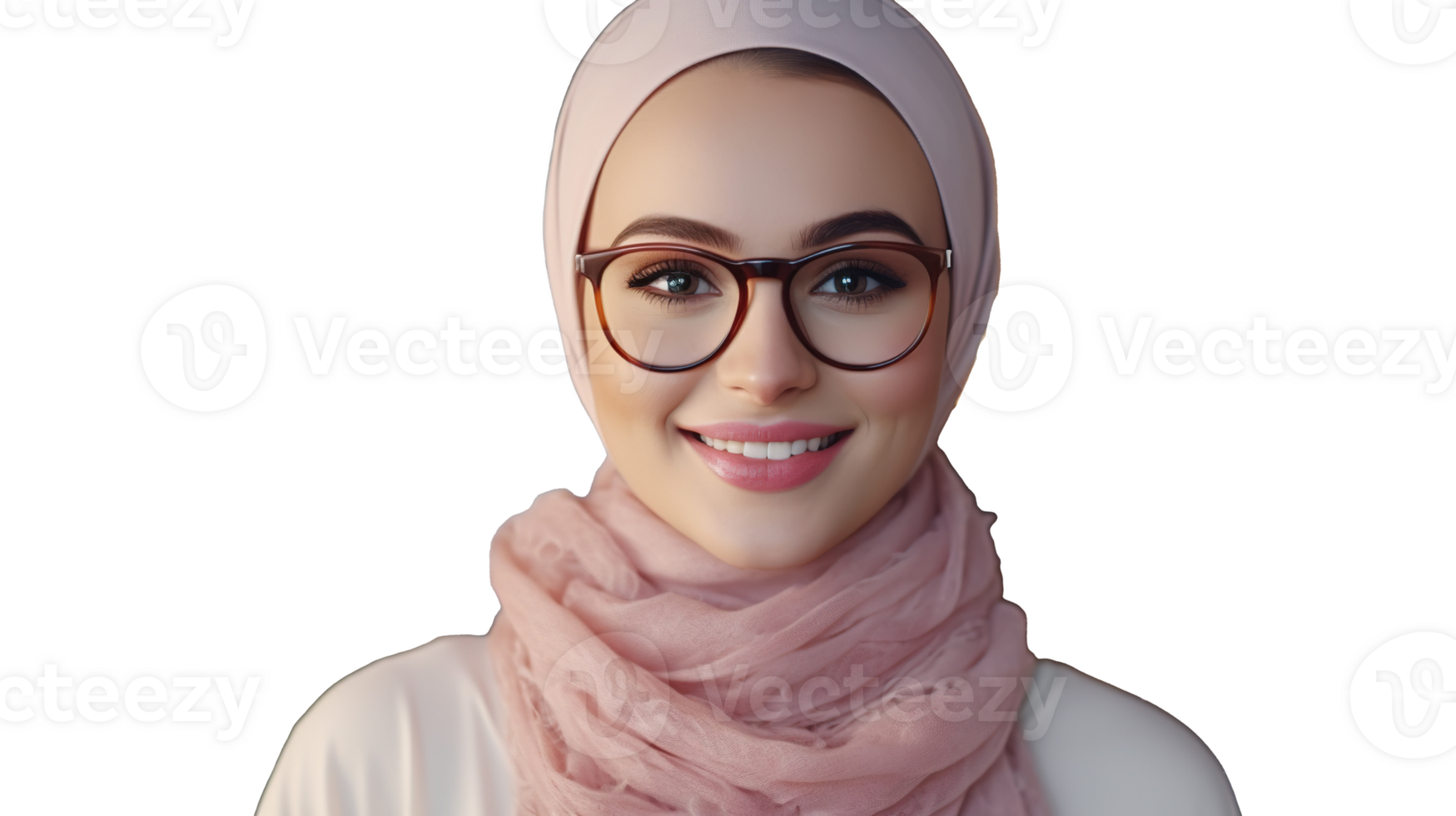 Beautiful Islamic Lady in Hijab with Eyewear on Transparent Background, Confident and Charming png