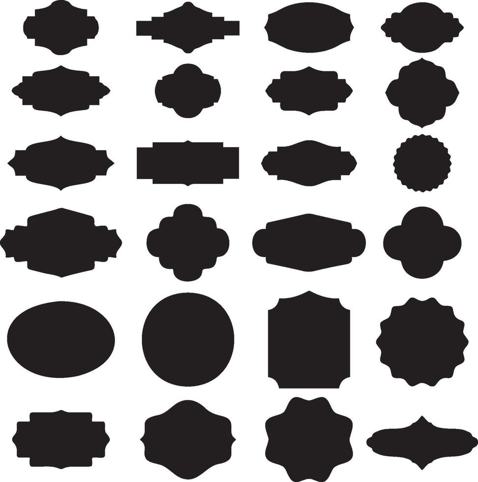 A collection of black and white labels and frames vector