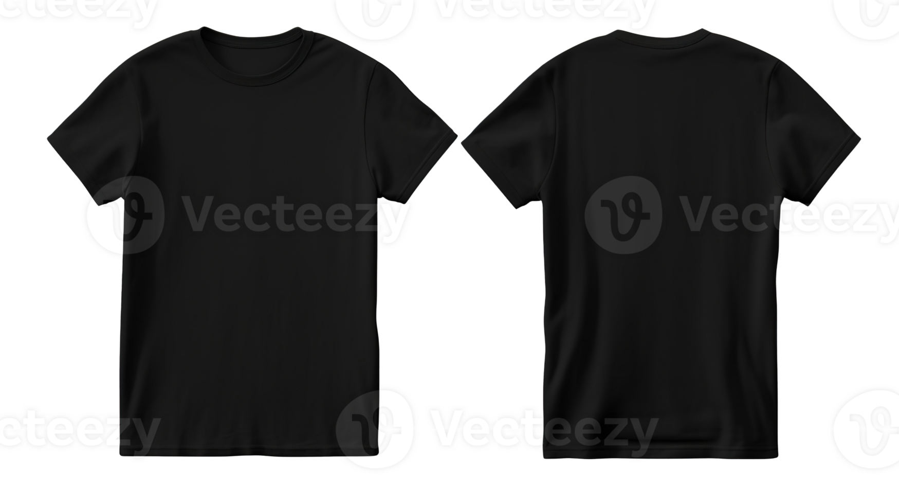 Blank Black Tee Shirt Template on Transparent Background png