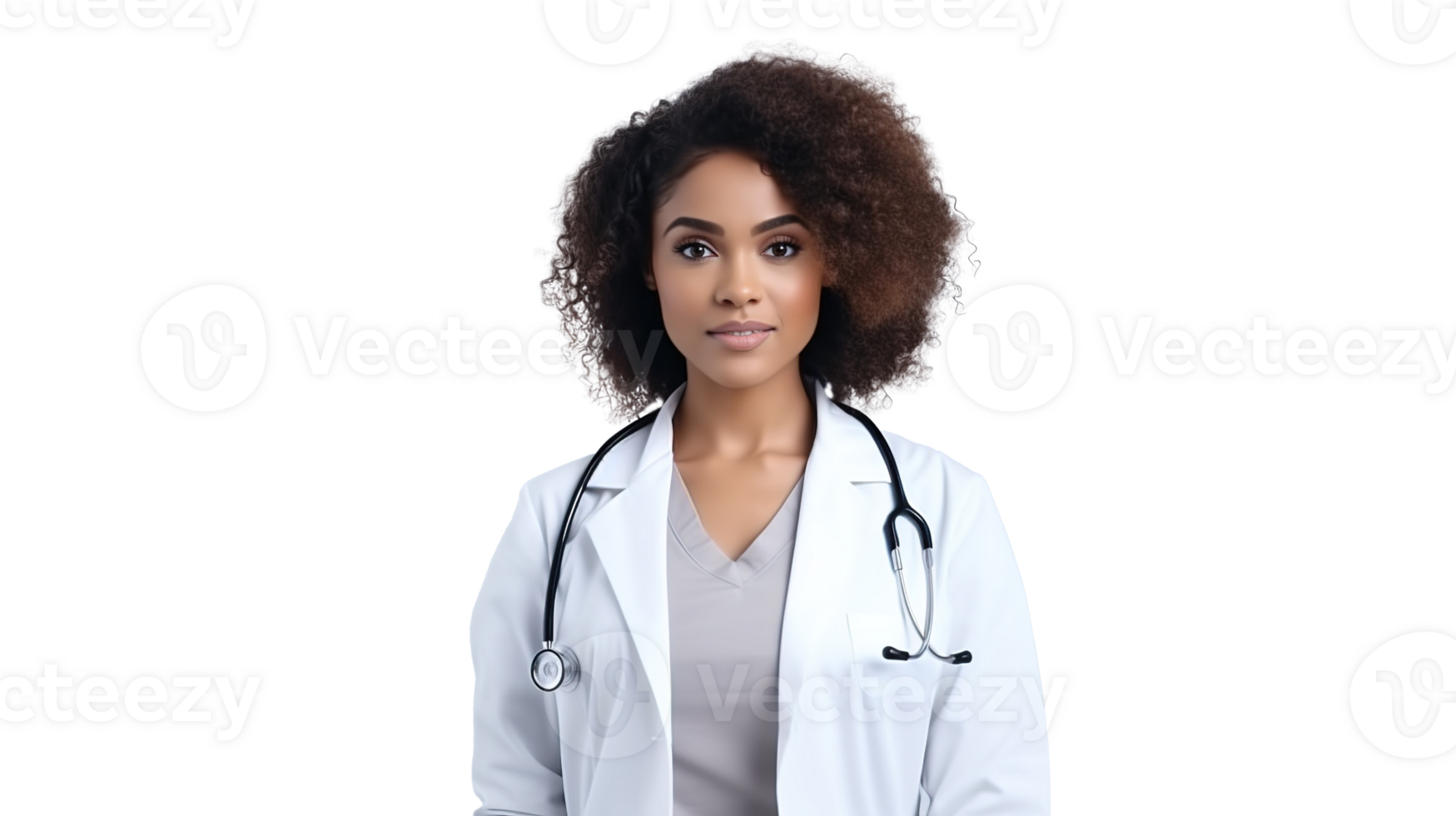 Confident Black Woman Doctor on Transparent Background. Copy Space, Diversity, Equity, Inclusion png