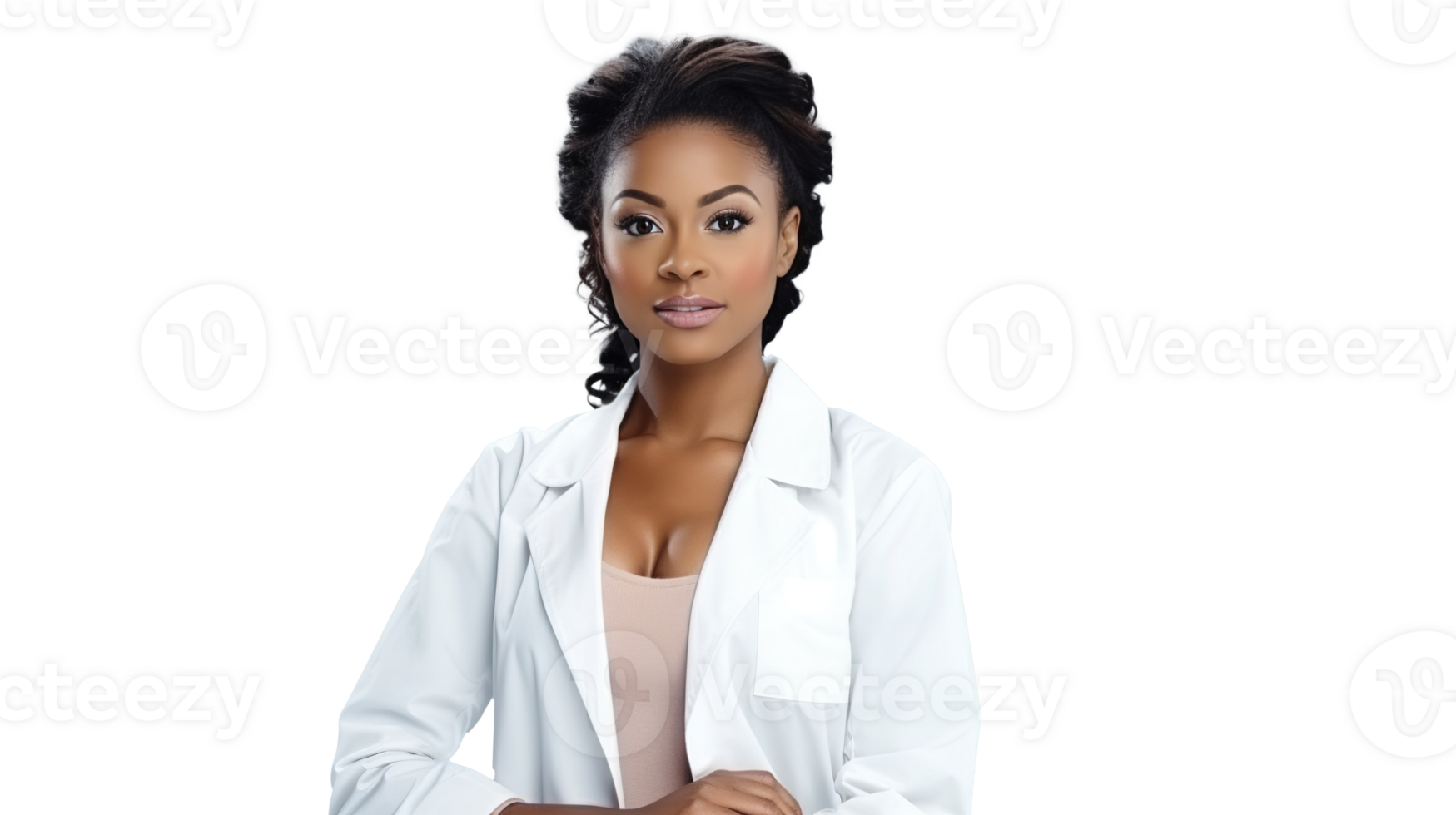 Black Female Medical Professional on Transparent Background. Copy Space, DEI, Inclusive Healthcare png