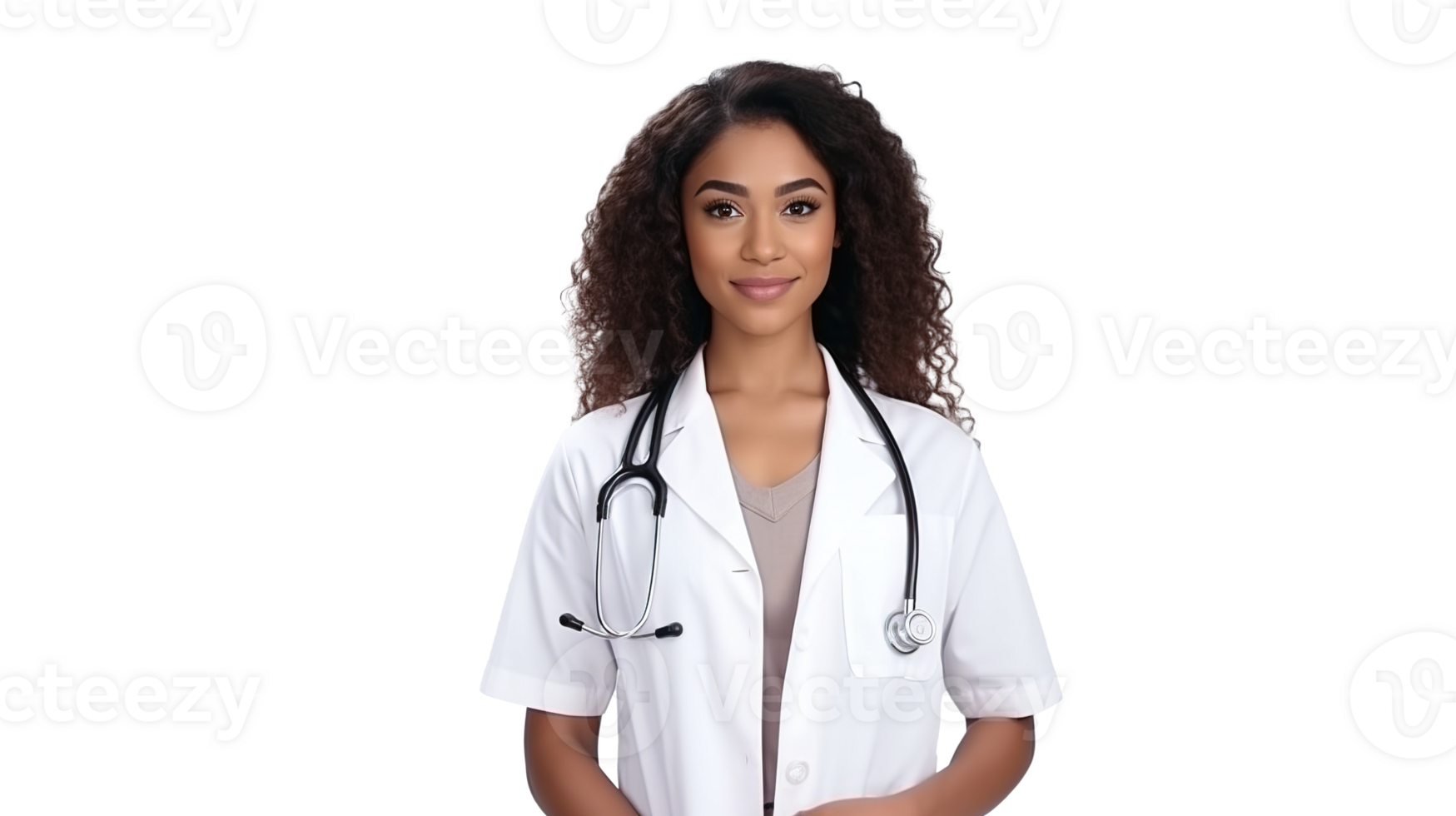 Black Woman Doctor Isolated on Transparent Background. Copy Space, DEI, DEIB png
