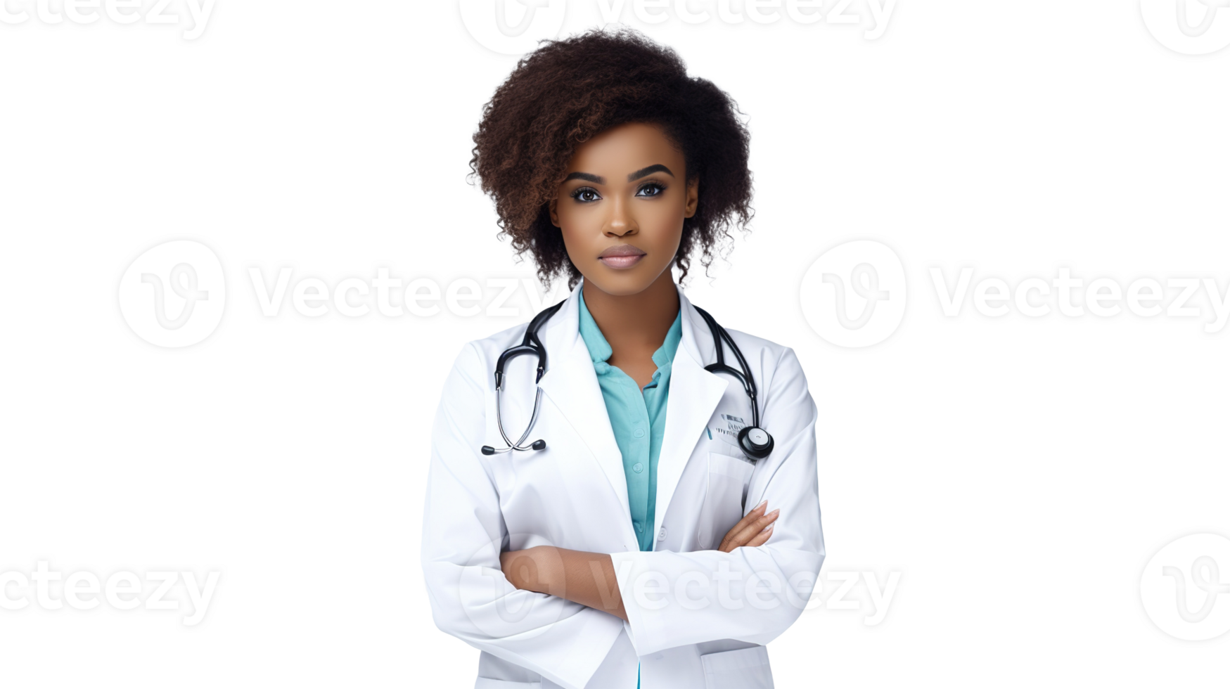 Black Woman Doctor Isolated on Transparent Background. Copy Space, DEI, DEIB Concept png