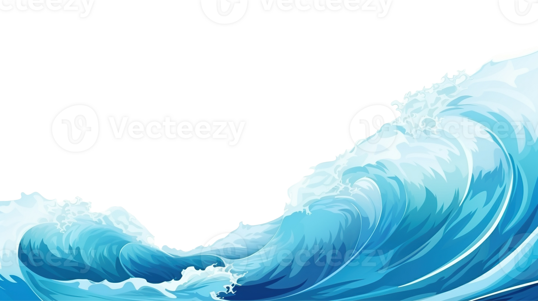 Stylized Cartoon Ocean Wave on Transparent Background, Perfect for Marine Themes png