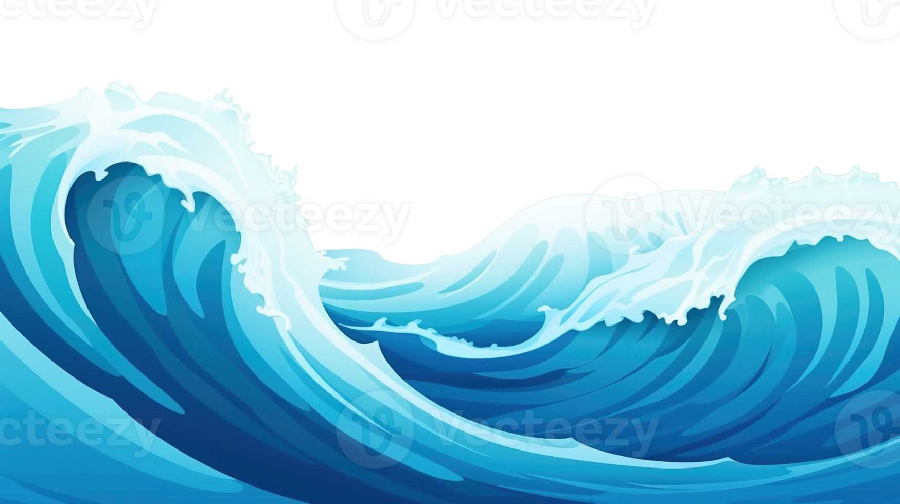 Playful Cartoon Sea Wave on Transparent, Ideal for Nautical and Beach Designs png