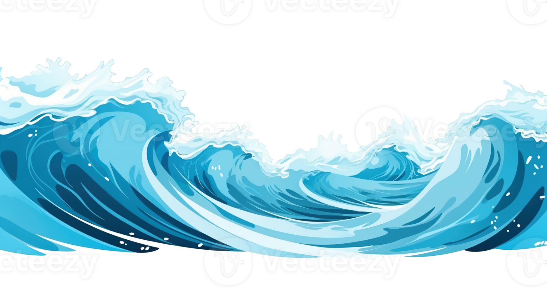 Dynamic Blue Ocean Wave Illustration Isolated on Transparent png