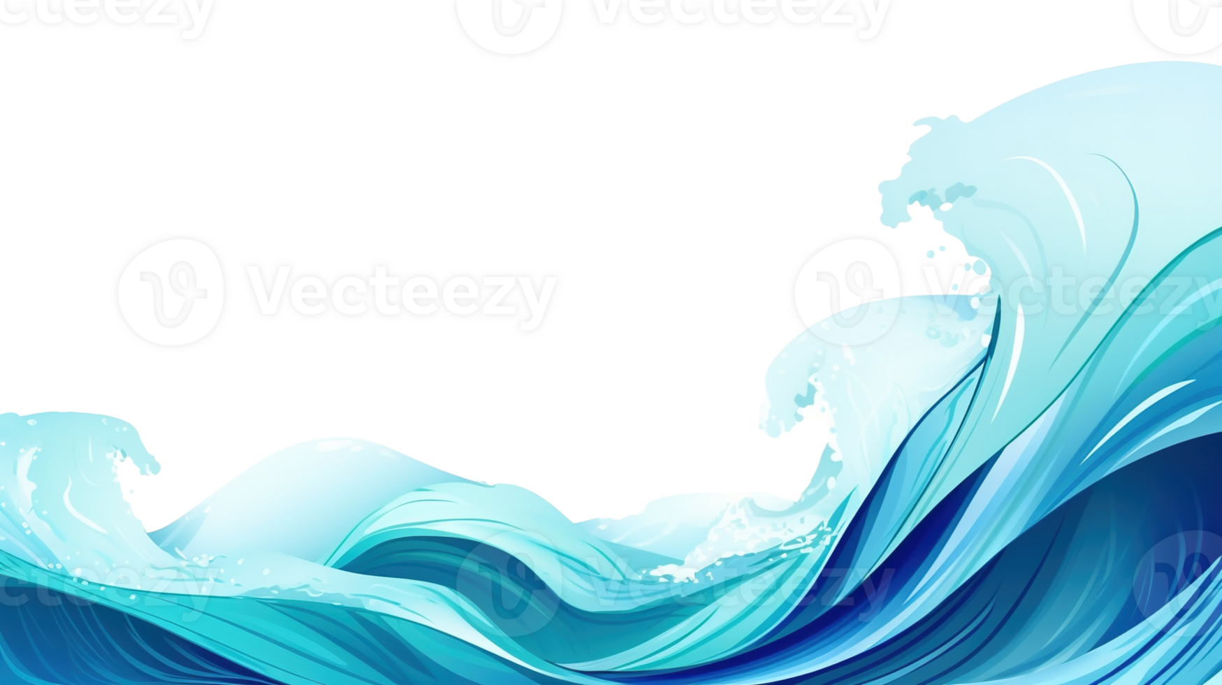 Stylized Cartoon Ocean Wave on Transparent Background, Perfect for Marine png