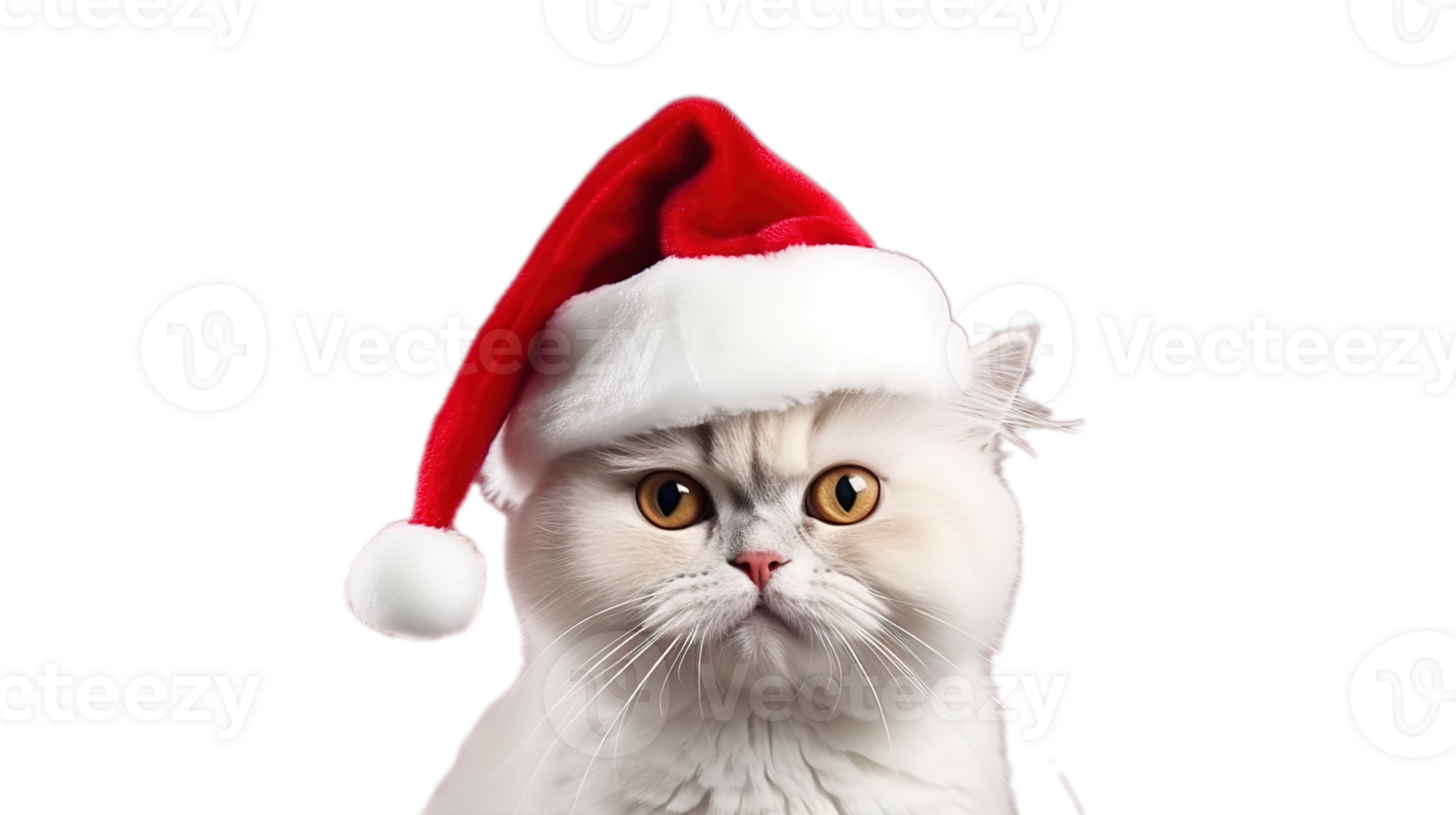 Festive White Kitty with Christmas Hat on Transparent png