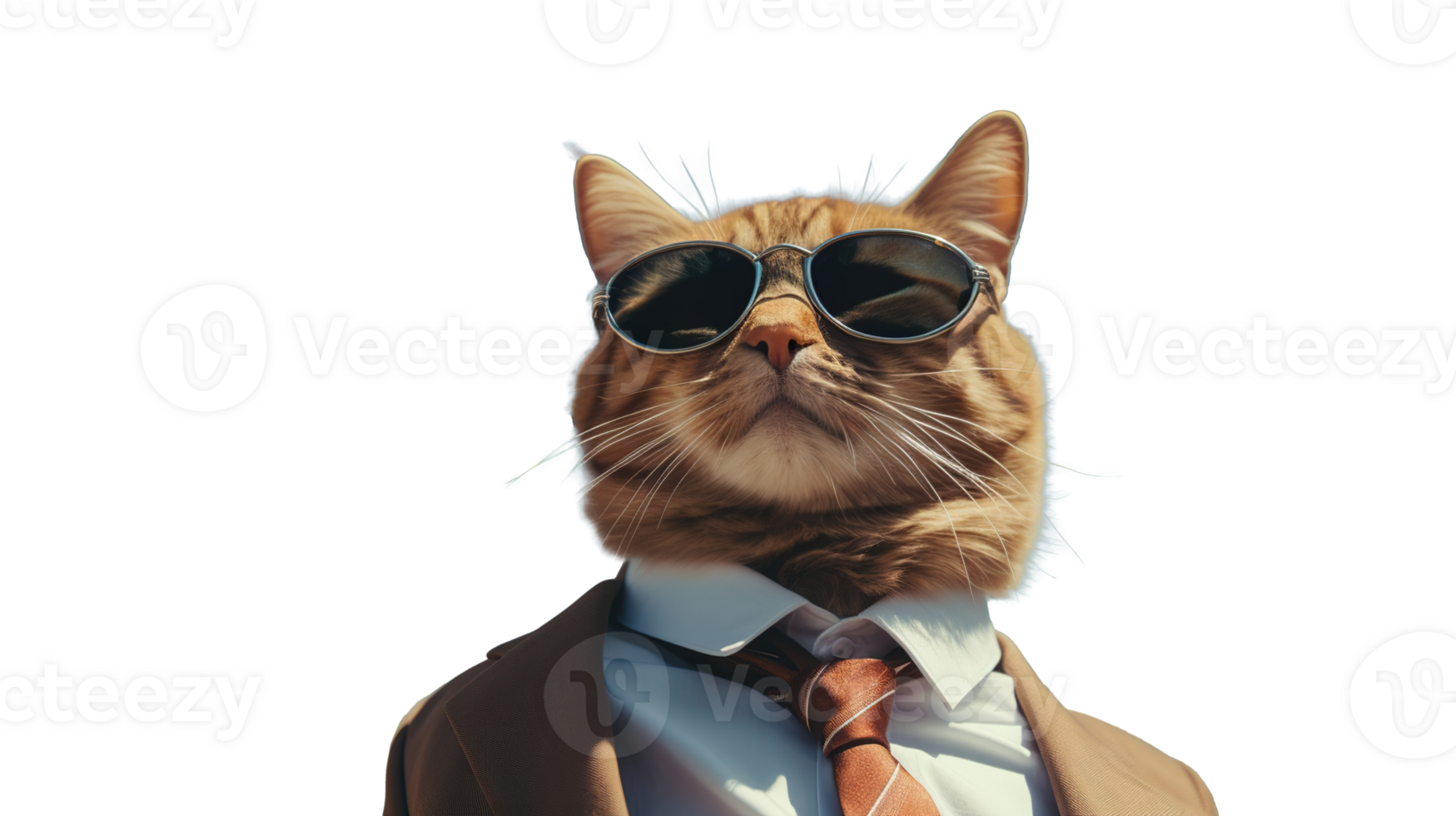 Cool Cat in Sunglasses, Suit, and Tie on Transparent Background. Stylish, Business, Fun, Cute, Professional, Animal png