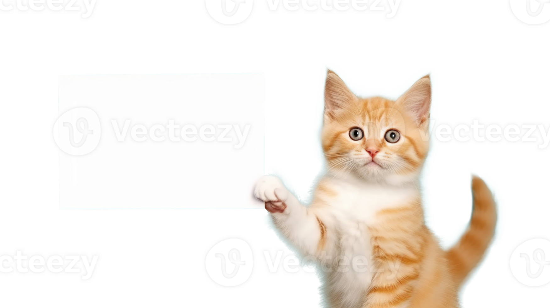 Cat Holding Blank Paper on Transparent . Marketing, Message, Promotion Idea png