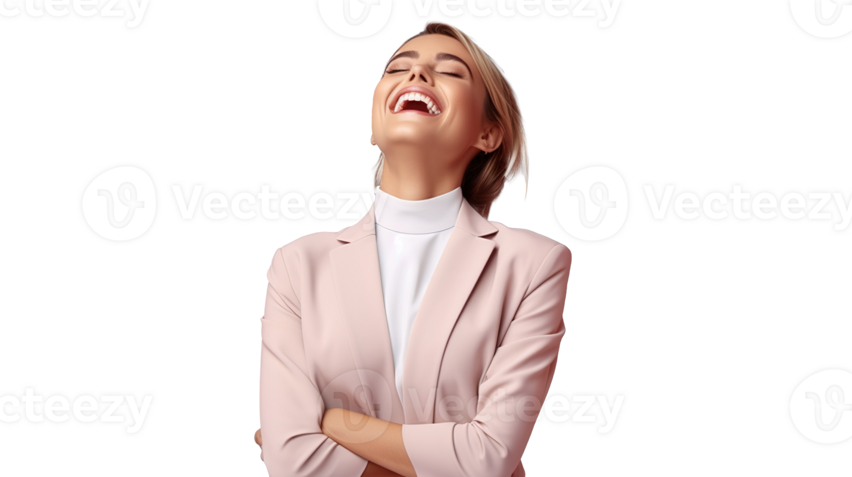 Successful Businesswoman Rejoicing Isolated on Transparent png