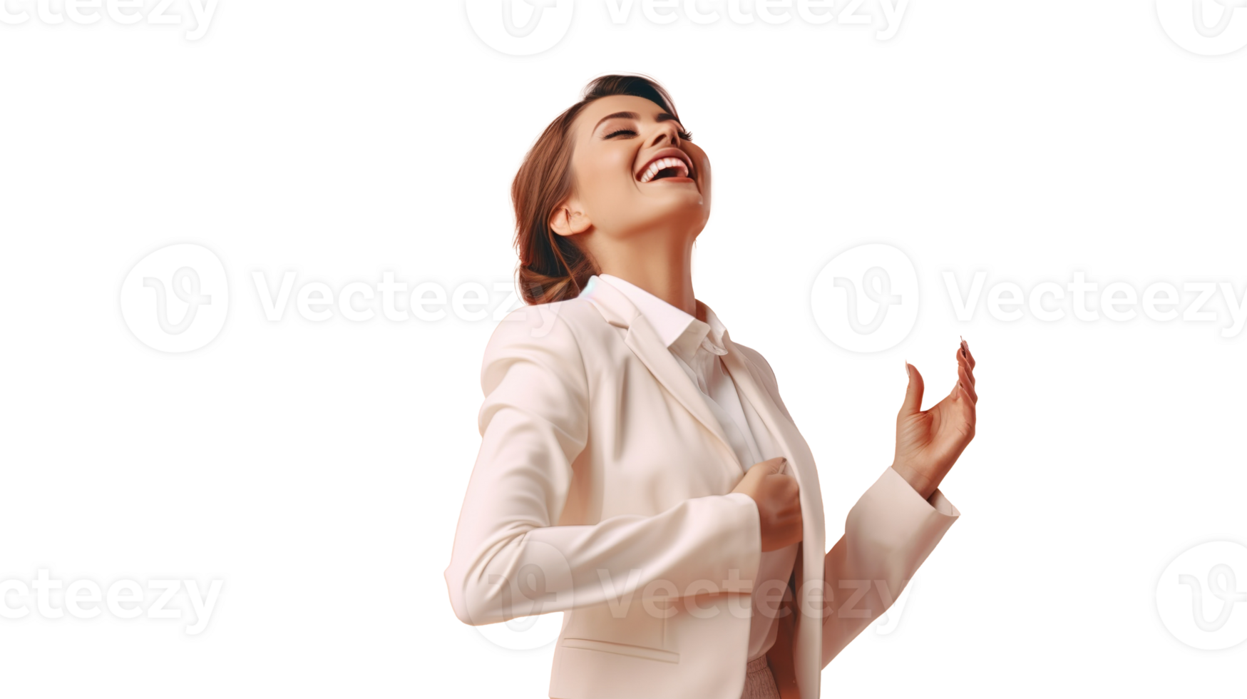 Successful Businesswoman Rejoicing on Transparent Background png