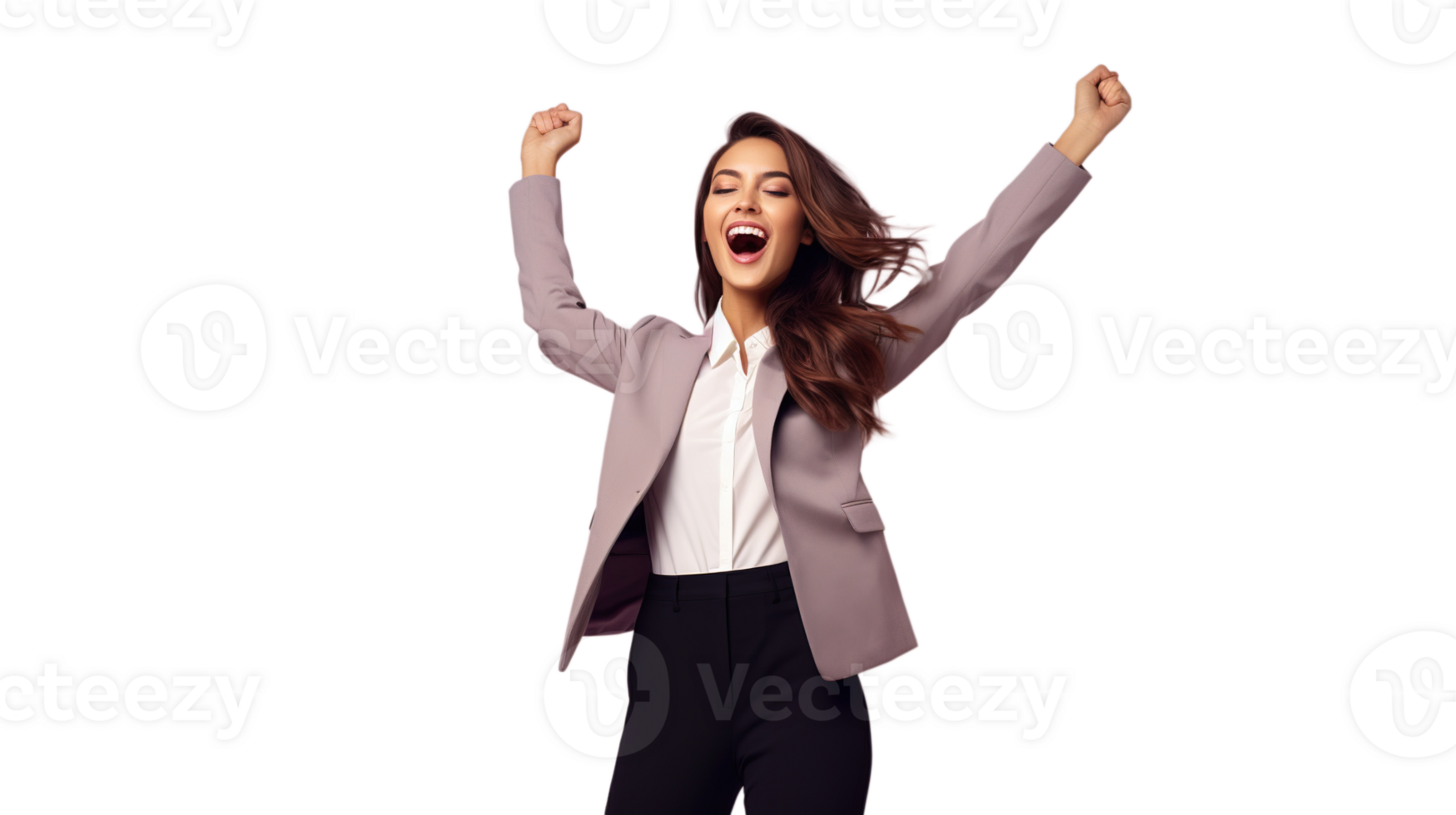 Successful Businesswoman Rejoicing Isolated on Transparent Background png